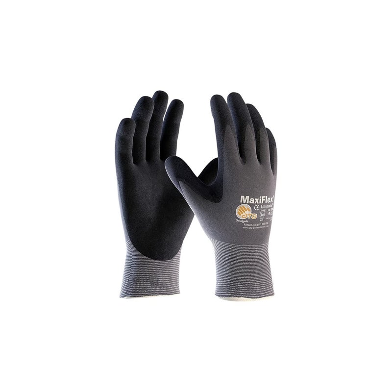 MaxiFlex Ultimate ATG 34-874 - MEDIUM 34-874/Seamless Knit Nylon/Lycra Glove with Nitrile Coated icro-Foam Grip on Palm and Fingers, Gray/Black (Pack of 12) - Image 1